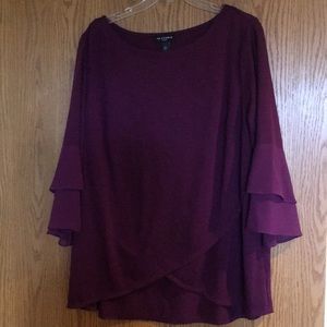 IN Studio brand wine color 3/4 length blouse